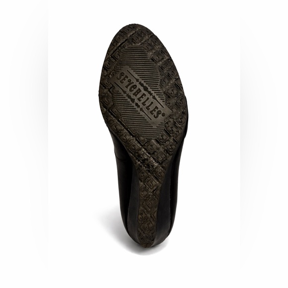 Seychelles Black Leather Ruched Wedge Pumps Size 7 (Runs Small) NEW No Tags - Picture 5 of 5